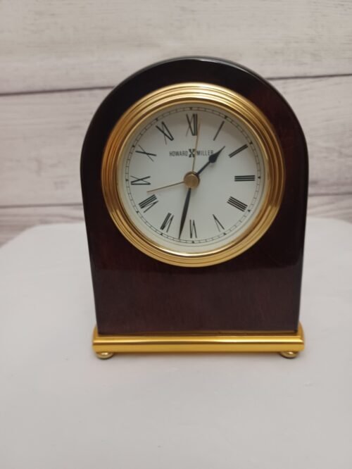 Howard Miller 613-487 Table Alarm Clock Rosewood Brass Base Tested Working