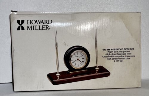 Howard Miller 613-588 Rosewood Desk Set W/ JWI PLAQUE - Alarm Clock with Pen Set