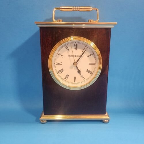 Howard Miller 613528 Glossed Wood Metal Table Clock - TESTED WORKING