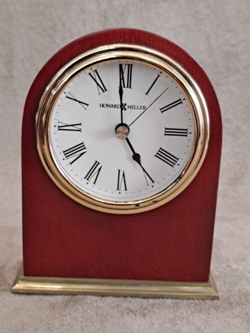 Howard Miller 645-401 Desk, Shelf or Table Clock. Rosewood & Brass