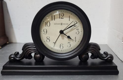 Howard Miller 645-653 Bishop Shelf Clock With Quartz Alarm Movement Heavy Metal