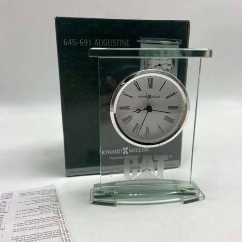 Howard Miller 645-691 Augustine Glass Quartz Tabletop Clock Caterpillar Logo