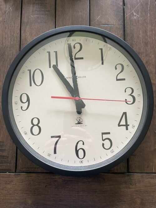 Howard Miller Accuwave DS Satellite Wall Clock Radio Controlled 12" Black Frame