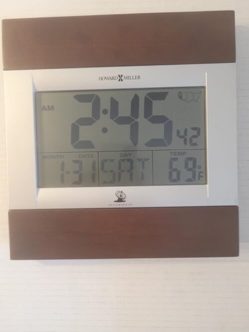 Howard Miller Atomic Radio-Controlled LCD Wall Table Alarm Clock Date Day Temp