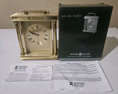 Howard Miller Audra Table Clock 645-584 Brass Carriage Mantel Clock NEW IN BOX