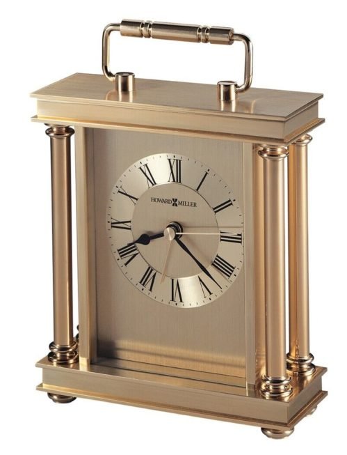Howard Miller Audra Table Clock 645584 Elegant Brass Quartz Alarm Timepiece
