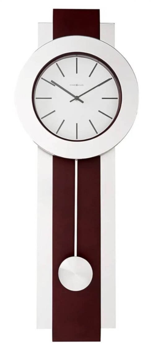 Howard Miller Bergen Wall Clock 625-279 Modern, Merlot Cherry Finish Brushed K