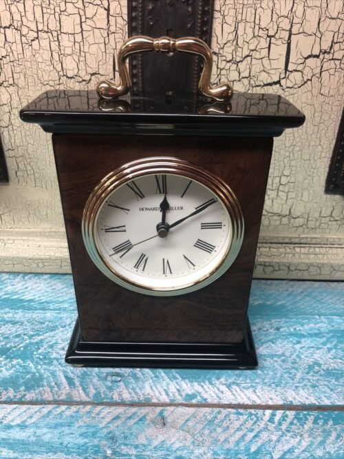 Howard Miller Berkley Desk Clock 645 577 (645577) Gloss Walnut Wood and Brass