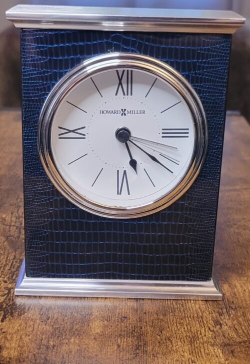 Howard Miller Blue & Silver Table/Alarm Clock 5.5" High X 4 1/4" Model 645-729