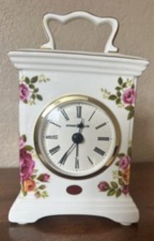 Howard Miller Bone China Clock w Alarm Setting Vintage Excellent Condition