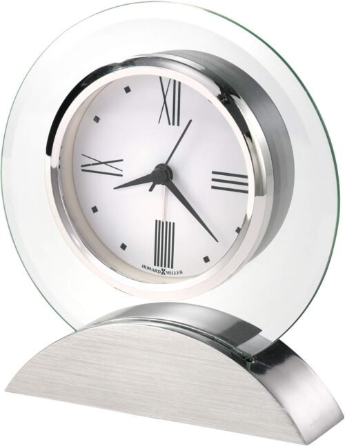 Howard Miller Brayden Alarm Tabletop Clock - Modern Glass Analog Desk Clock with