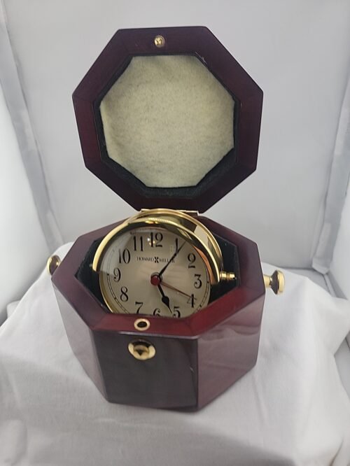 Howard Miller Chronometer Unique Captains Alarm Clock Brass Rosewood Excellent
