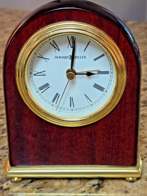 Howard Miller Craven Table Quartz Clock, Rosewood & Brass 613487