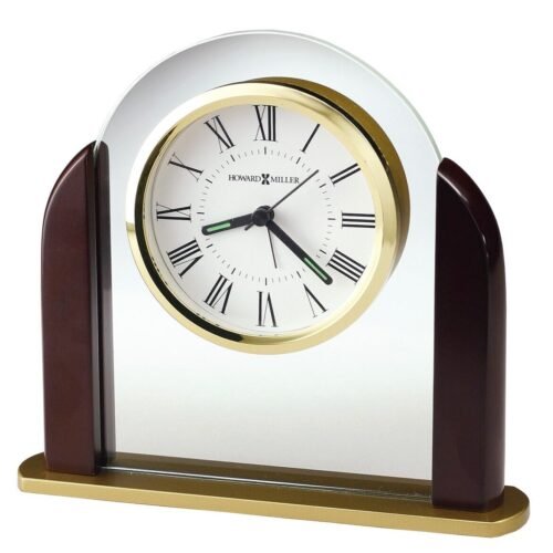 Howard Miller Derrick Table Clock 645602 Modern Glass Arch Quartz Alarm Clock