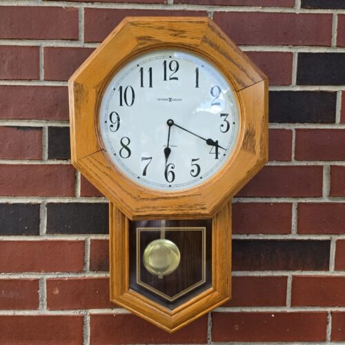 Howard Miller Dual Chime Oak Pendulum School House Wall Clock Model 625-242