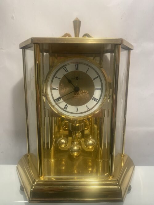 Howard Miller Gold Clock Made in Germany 10” Tall Vintage - Works.