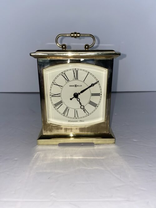 Howard Miller Gold Tone Carriage Desk Quartz Alarm Clock Westminster Chime