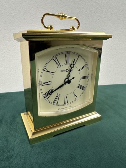 Howard Miller Gold Tone Carriage Desk Quartz Alarm Clock Westminster Chime