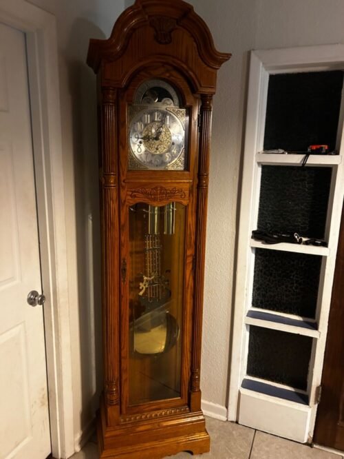 Howard Miller GrandFather Clock 610-707 Solid Oak Tested/Working/Video