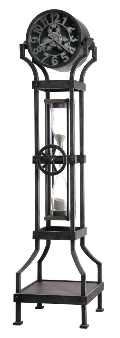 Howard Miller Hourglass III Floor Clock 615116 Black Iron Vertical Decor Clock