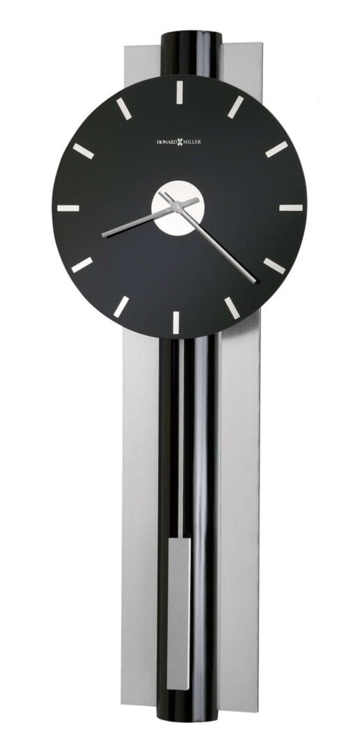 Howard Miller Hudson Wall Clock 625403 Contrasting Black and Silver Tone