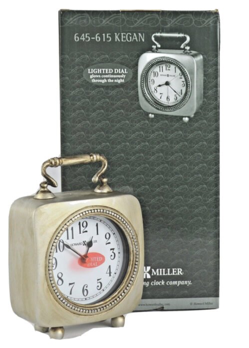 Howard Miller Kegan Pewter Finish Qaurtz Night-Glow Table Alarm Clock 645-615