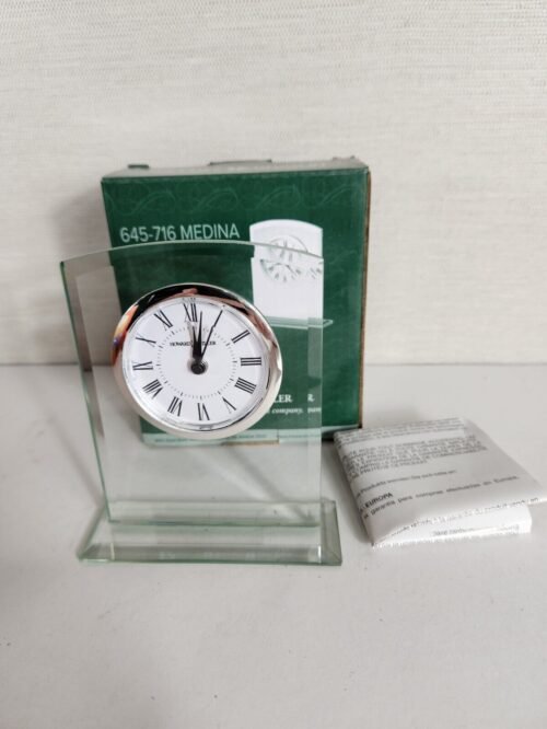 Howard Miller Medina Table Clock 645716 Modern Beveled Glass Quartz Alarm Clock