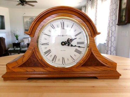 Howard Miller Oak Mantel Clock Dual Chime Burton Model 635-106