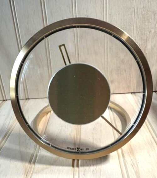 Howard Miller Postmodern Floating Battery Brass Desk Wall Clock Memphis Design