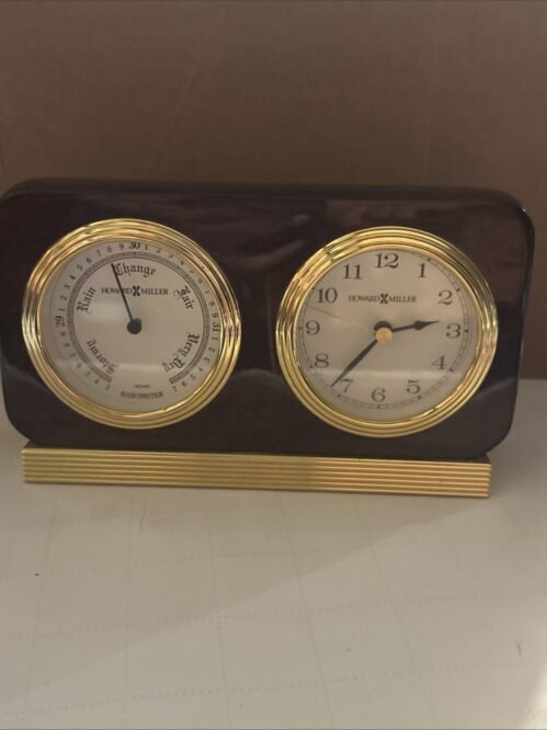 HOWARD MILLER RED/BROWN BAROMETER & QUARTZ CLOCK MODEL# 645-225 SERIAL#E98886
