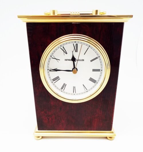 HOWARD MILLER ROSEWOOD BRACKET TABLE MANTEL DESK CLOCK w/ BRASS FRAME #613-528
