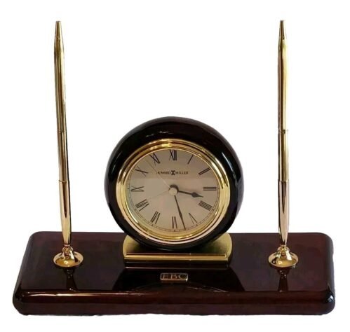 Howard Miller Rosewood Desk Set Alarm Clock With Pens