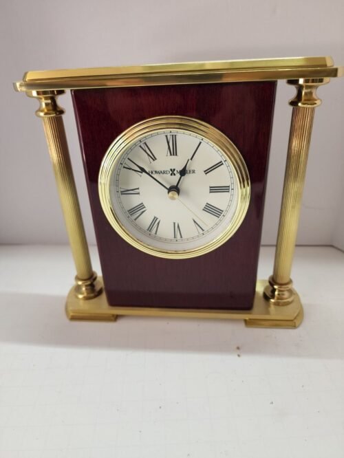 Howard Miller Rosewood Encore Bracket Brass Table Shelf Desk Clock Model 645-104