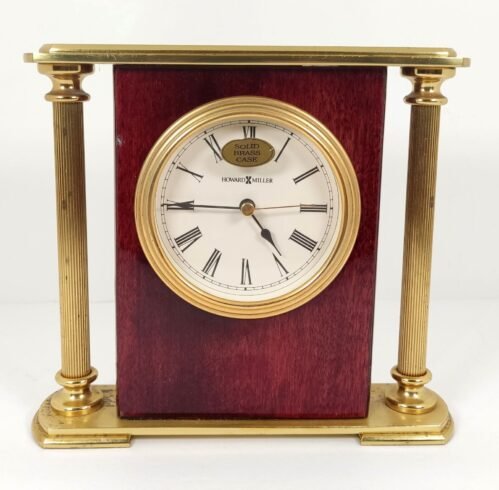 Howard Miller Rosewood Encore Bracket Brass Table Shelf Desk Clock Model 645-104