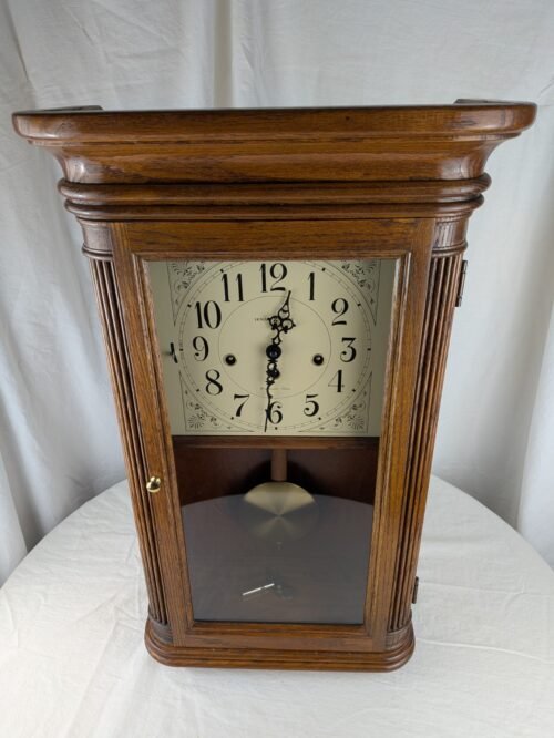 Howard Miller Sandringham Oak Wall Clock 613-108 W/Pendulum, Key, Works Great