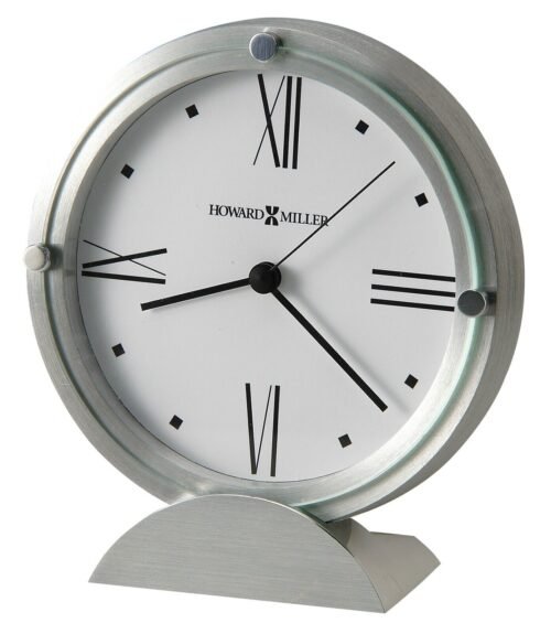 Howard Miller Simon II Table Clock 645671 Modern Aluminum Quartz Round Clock