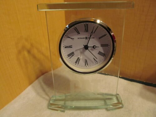 HOWARD MILLER TABLE TOP GLASS ALARM CLOCK AUGUSTINE- BATTERY 645-691 PERFECT