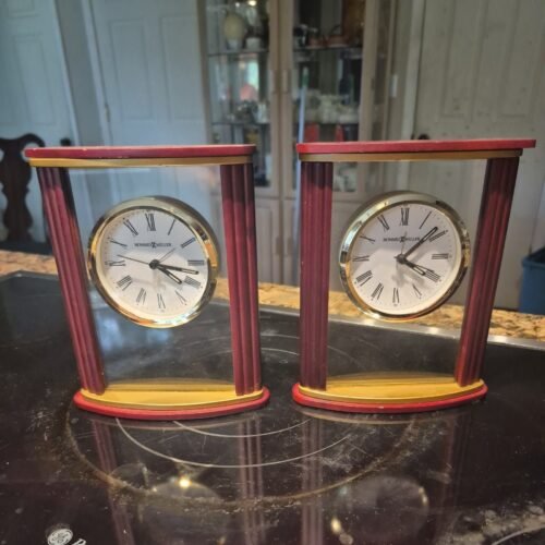 Howard Miller Tabletop or Desk Alarm Clock Glass Wood 645-623