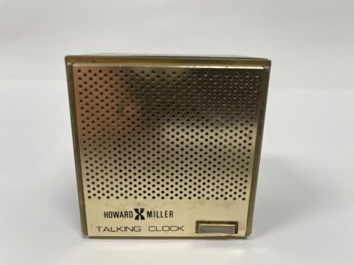 HOWARD MILLER Talking Alarm Clock Rare WORKS MCM Vintage Gold Black SEE VIDEO