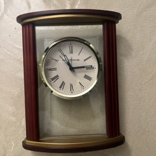 Howard Miller Victor Tabletop Clock - Wooden Desk Timepiece with Glass Brown