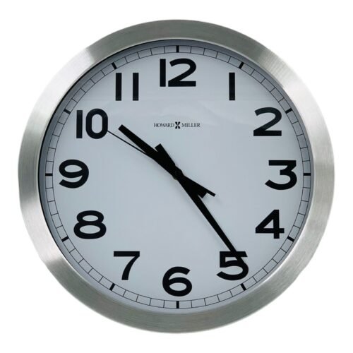 Howard Miller Wall Clock 15-3/4" Round Brushed Aluminum Spokane *Distressed