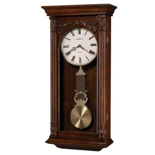Howard Miller Wall Clock 34" Classic Style Date Display Lighted Wood In Brown