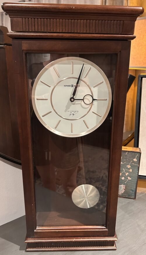 Howard Miller Wall Clock by Ty Pennington Quartz Pendulum Battery 24” Cherry Woo