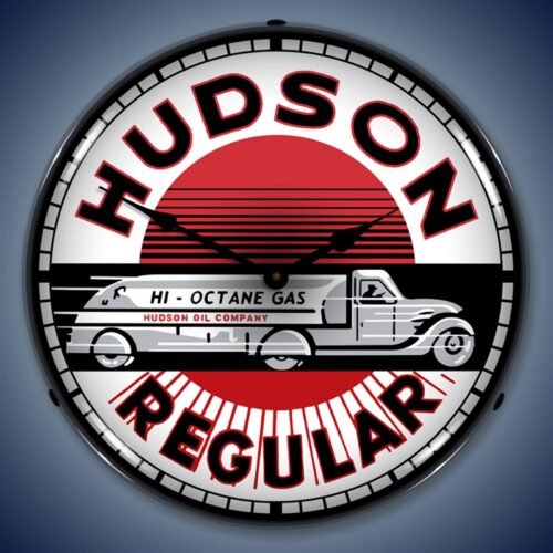 Hudson Gas Wall Clock, LED Lighted: Gas / Oil Theme