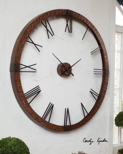 HUGE 60" RESTORATION HAMMERED INDUSTRIAL STYLE WALL CLOCK ROMAN