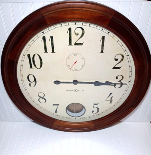 Huge Howard Miller Oversized 32" Diameter Auburn Pendulum Wall Clock 620 484