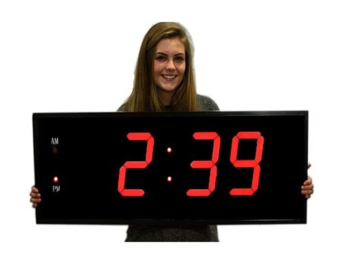 Huge Industrial Warehouse Cafeteria Gym Clock 8 Inch Numbers Aluminum Frame w...