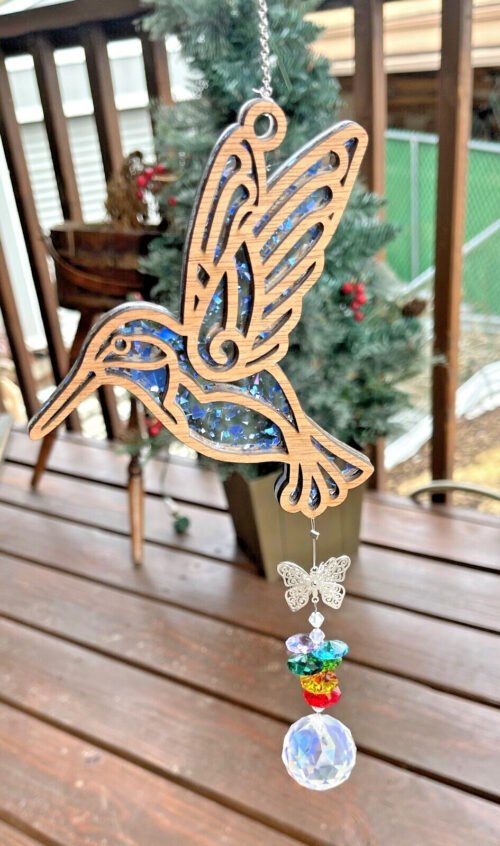 Hummingbird Suncatcher Speckled Purple