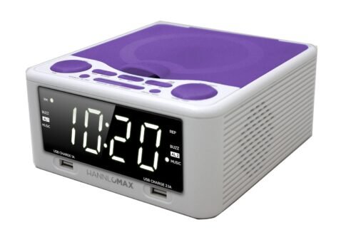 HX-300CD Top Loading CD Player, PLL FM Radio, Digital Clock, 1.2" White LED D...