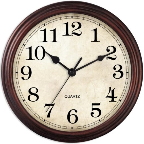 HYLANDA Wall Clock 9 Inch Silent Non Ticking Classic Battery Operated Clocks ...